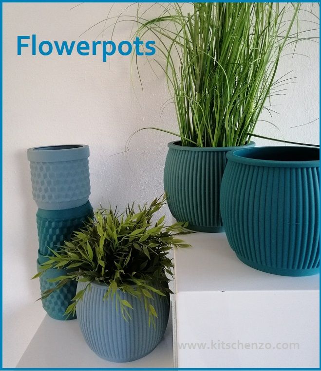 flowerpots in blauwtinten , siliconen bloempot