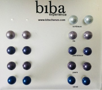 Biba oorstekers parel blauwtinten