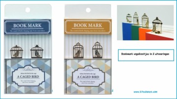 Boekenlegger set/2 vogelkooitjes,  2 uitvoeringen