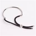 BTR fijn verzilverd armbandje met zwart vlechtwerk