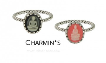 Charmins ring cameo zwart en roze