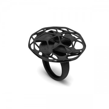Ring FANCLUB, 3-d geprint in het zwart, maat 18