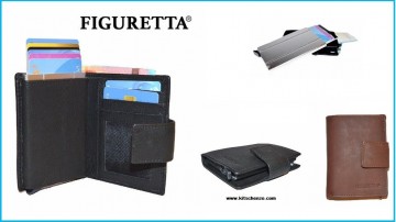 Figuretta card protector +  leren portemonnee ( voor pasjes en biljetten) , in 2 uitvoeringen