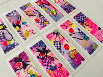 Flower en fluor set boekenleggers