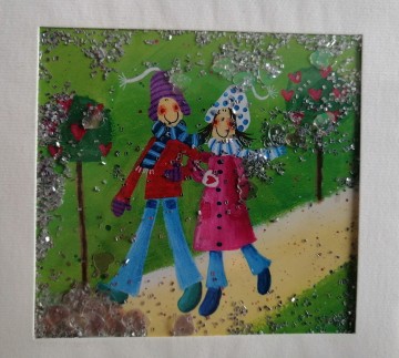 schudkaart met glitters