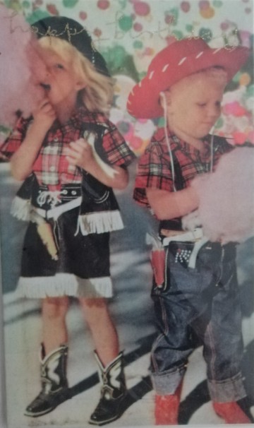 retro kaart cowboy kids