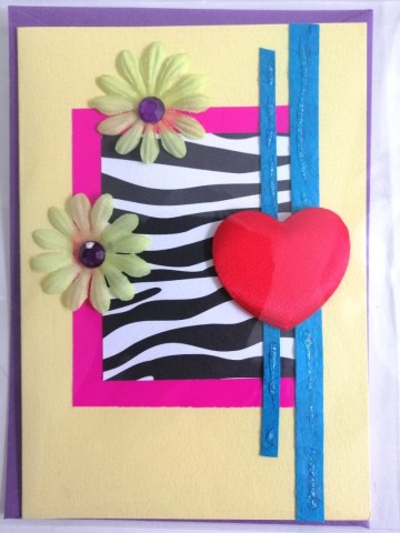 kaart met hart en bloem