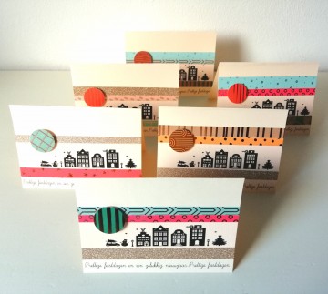 Kerstkaart huisjes set 2