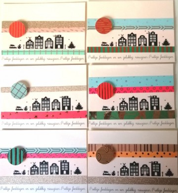 Kerstkaart huisjes set