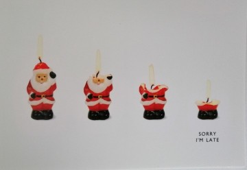 Kerstkaart kerstman kaars