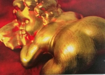 Kerstkaart liggende engel