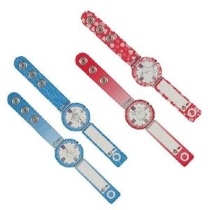 Kidslabel identiteitsbandje polsbandje horloge roze uv indicator