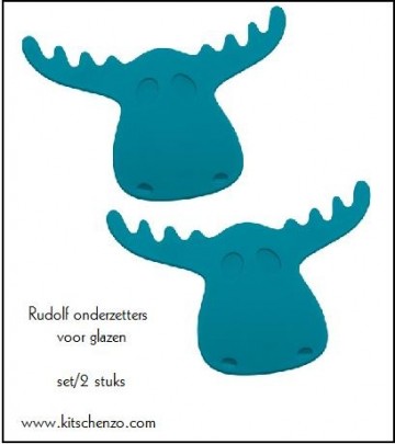 Koziol Rudolf onderzetters set/2 voor glazen, in petrol, wit of zilver