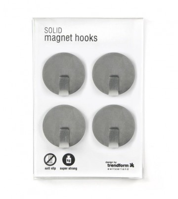 Magnetic hook solid stainless steel set of 4 pcs set in verpakking