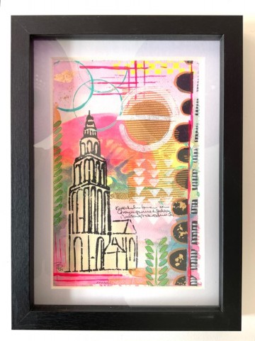 Martinitoren in passepartout  lijst 2