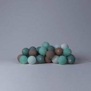 Cotton ball lights lichtslinger mint/grey 20 lampjes