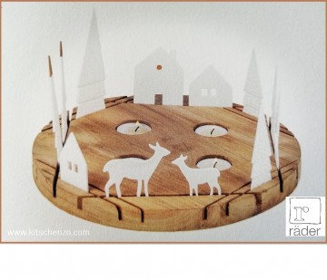 Rader lichtobject rond huisjes