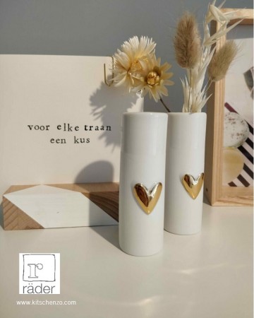 Rader vaas met gouden hartje set