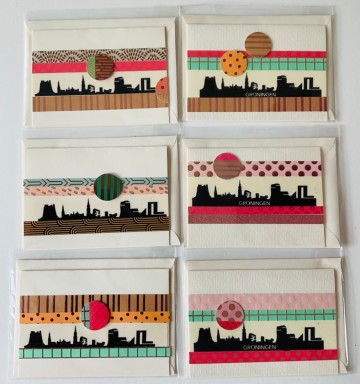Wenskaart groningen skyline set 6 stuks