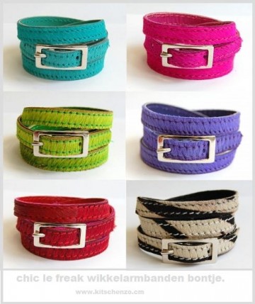 wikkelarmband bontje uni in diverse uitvoeringen