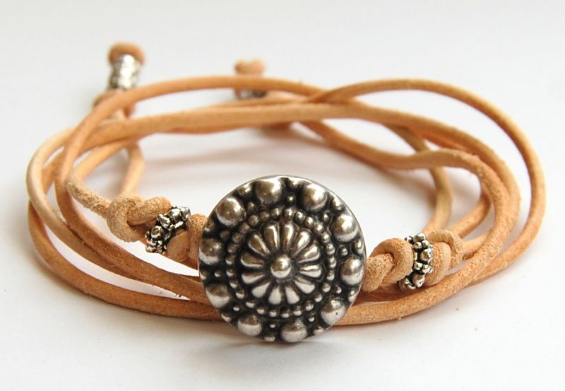 armband zeeuwse knoop met naturel leer